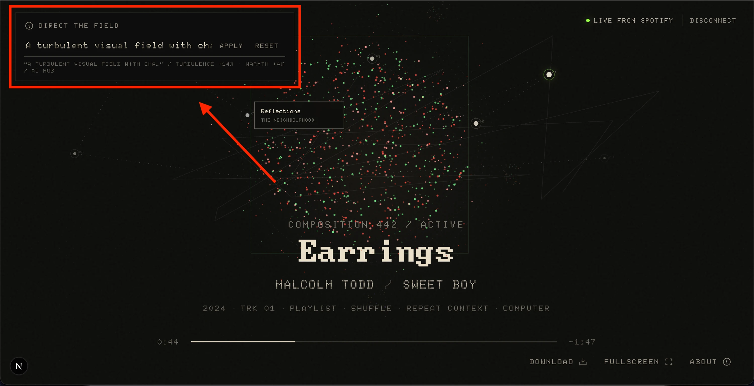 Showcasing prompting to influence the dither field