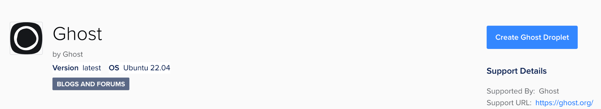 Ghost on DO Marketplace