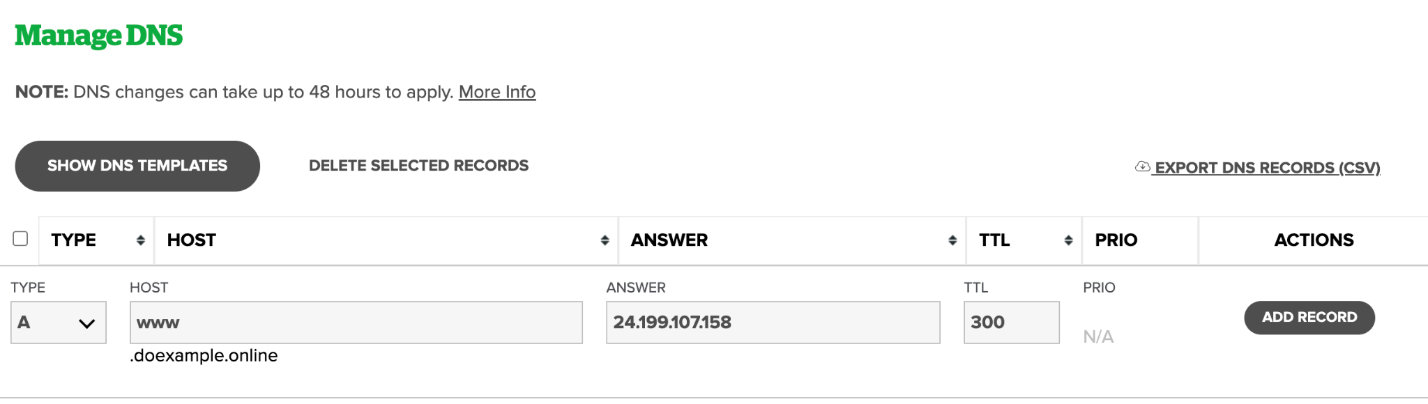 DNS Management on Name.com