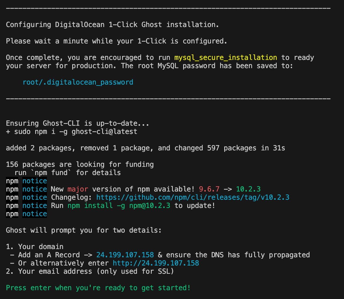 SSH into Droplet
