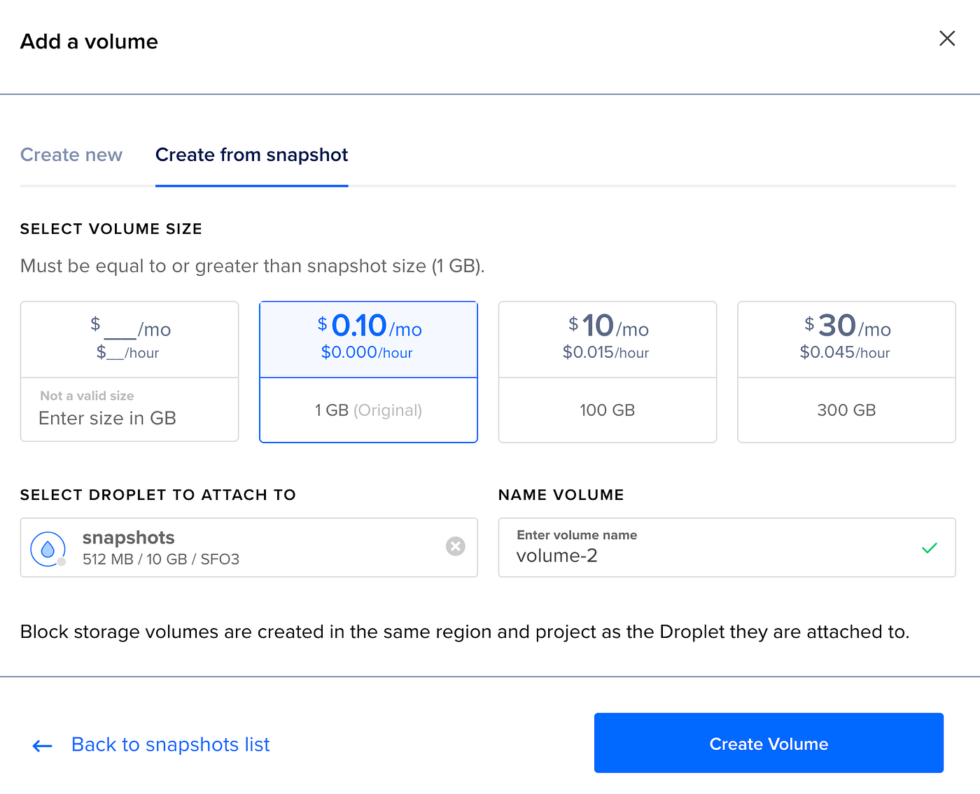 Create a new volume