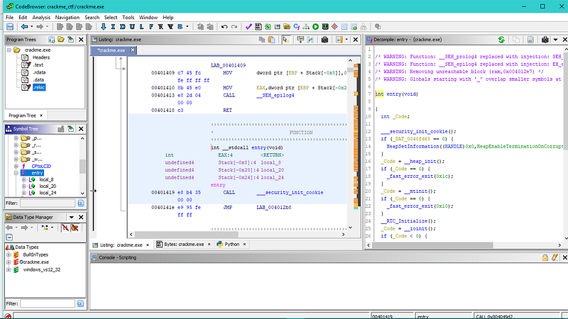 File Binary on Ghidra